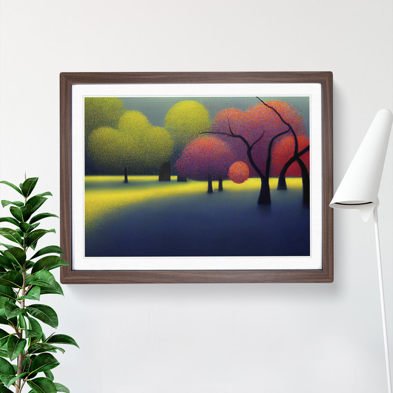Epic Cherry Blossom Trees Abstract - Single Picture Frame Painting, Walnut, 46cm H x 64cm W x 2cm D