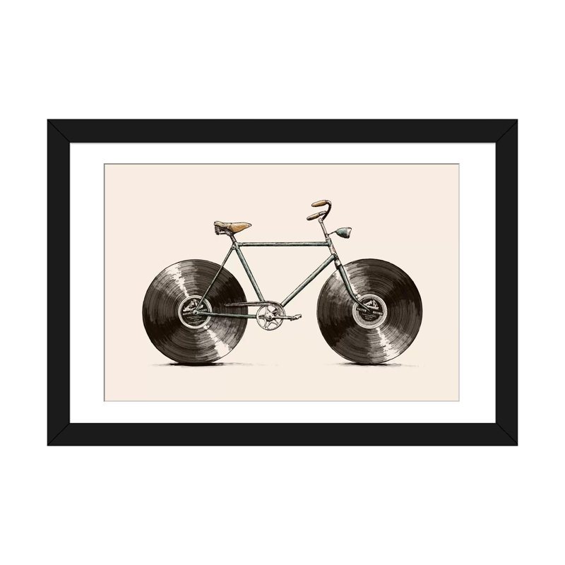 « velophone », impression sur toile, Papier d'art encadré noir, Blanc, H 16 po x l 24 po x P 1 po