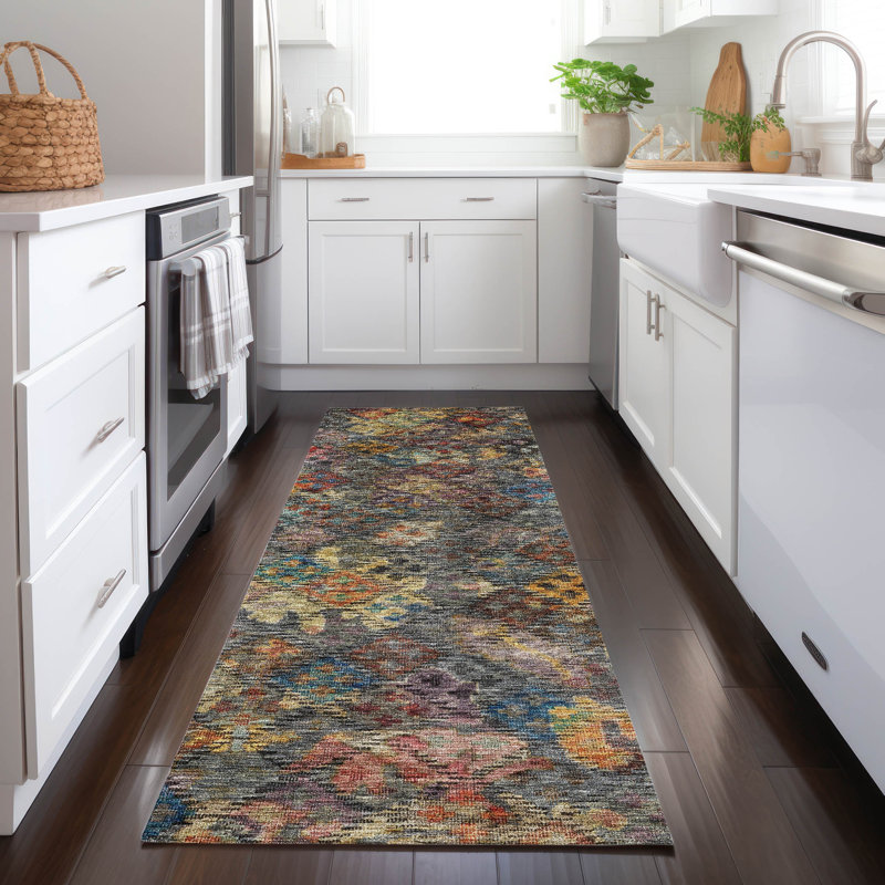 Tapis gris intérieur / extérieur lavable à la machine Segin ACN1109, Tapis de couloir 2 pi 3 po x 7 pi 6 po