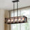 Luminaire suspendu rectangulaire en bois et métal avec abat-jour en verre Daberechi