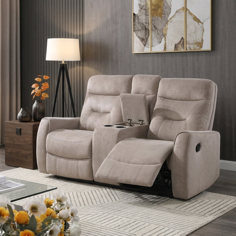 Causeuse inclinable avec console de rangement et porte-gobelets Paterson, siège de cinéma maison