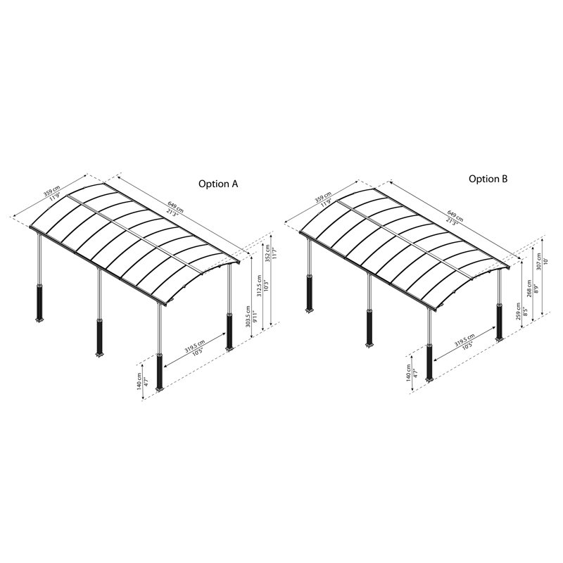 3.5m W x 3m D Freestanding Awning