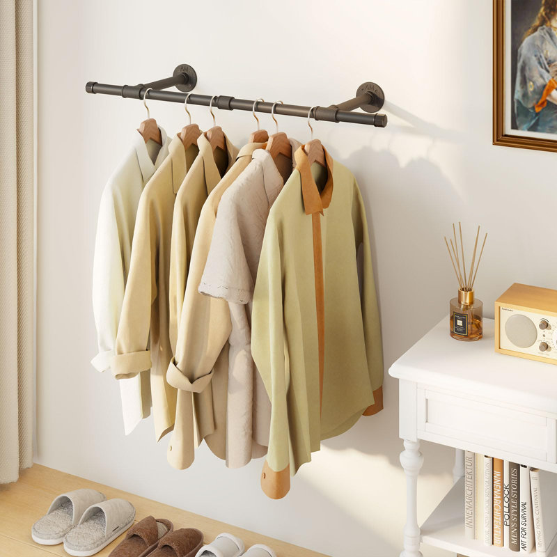 93.5cm Wall Mounted Clothes Rack, Black
