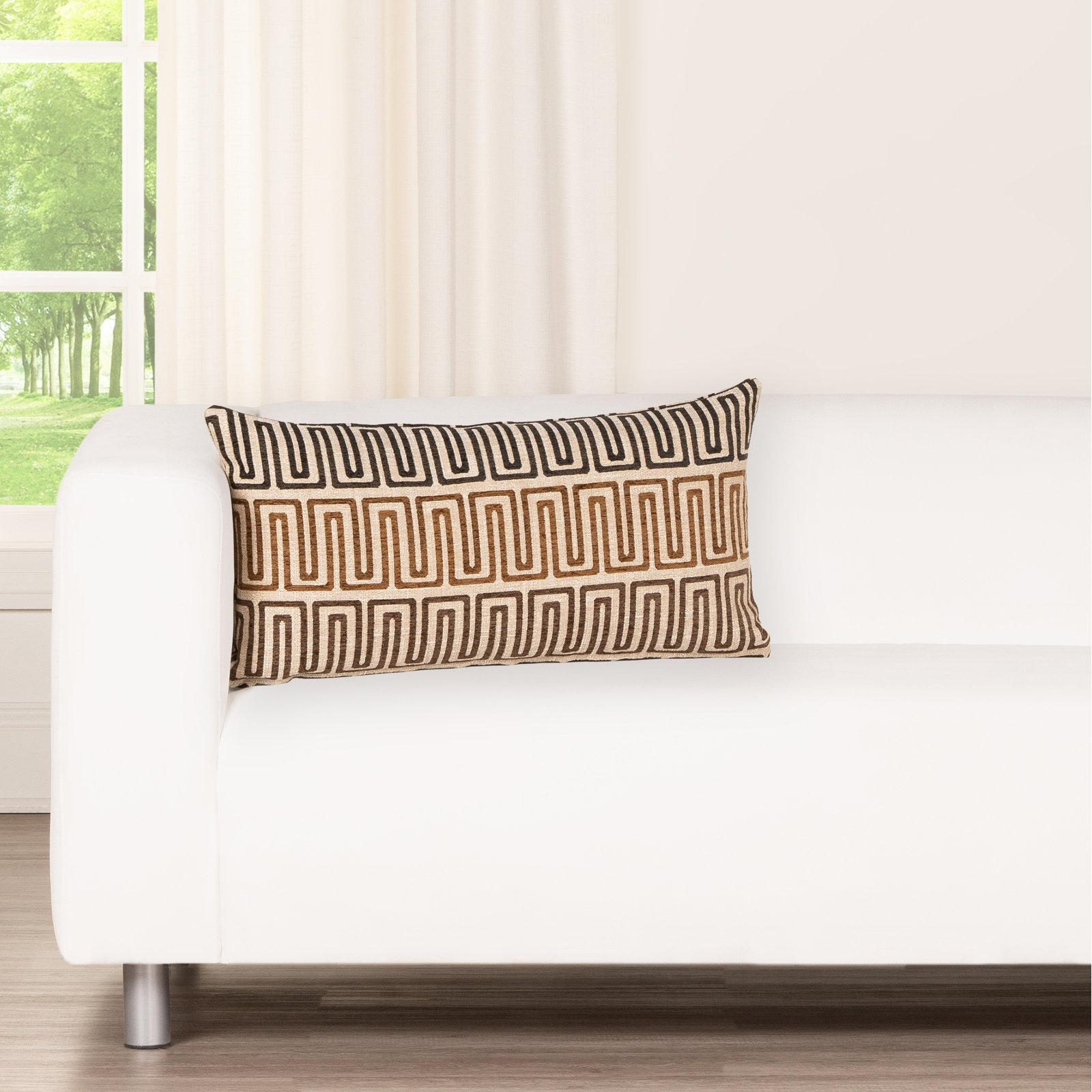 Floating Cubes Accent Pillow, Charbrown Geometric, Polyester, Rectangle 14"H x 26"W