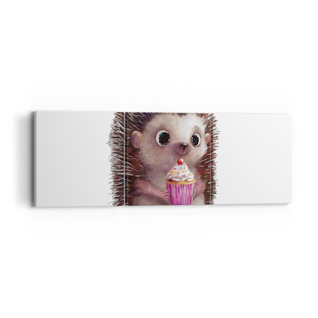 3-tlg. Leinwandbilder-Set Hedgehog Cupcake Children's