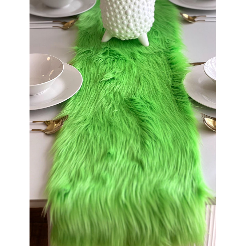 FabricLA Faux Fur Accent Cut with Rounded Edges for Holiday & Christmas Décor, 12" W x 70" L, Bubble Gum