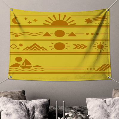 Geometric Sun Moon Wall Tapestry - Symbols Wall Decor