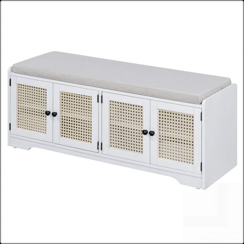 Banc de rangement Rustic, Blanc