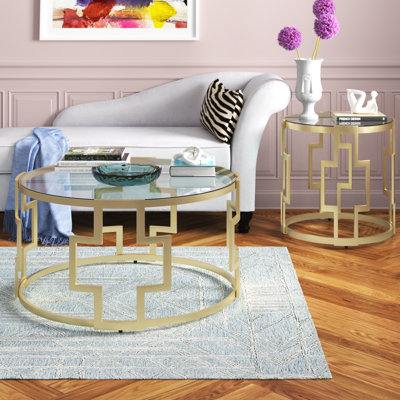 Birnson 2 - Piece Glass Top Living Room Table Set