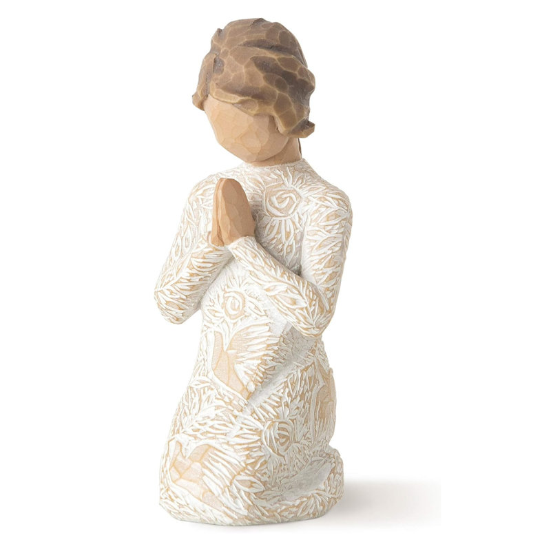 Saule sculpté, prière de paix, à la recherche du calme à l'intérieur, silhouette sculptée de 4 pouces