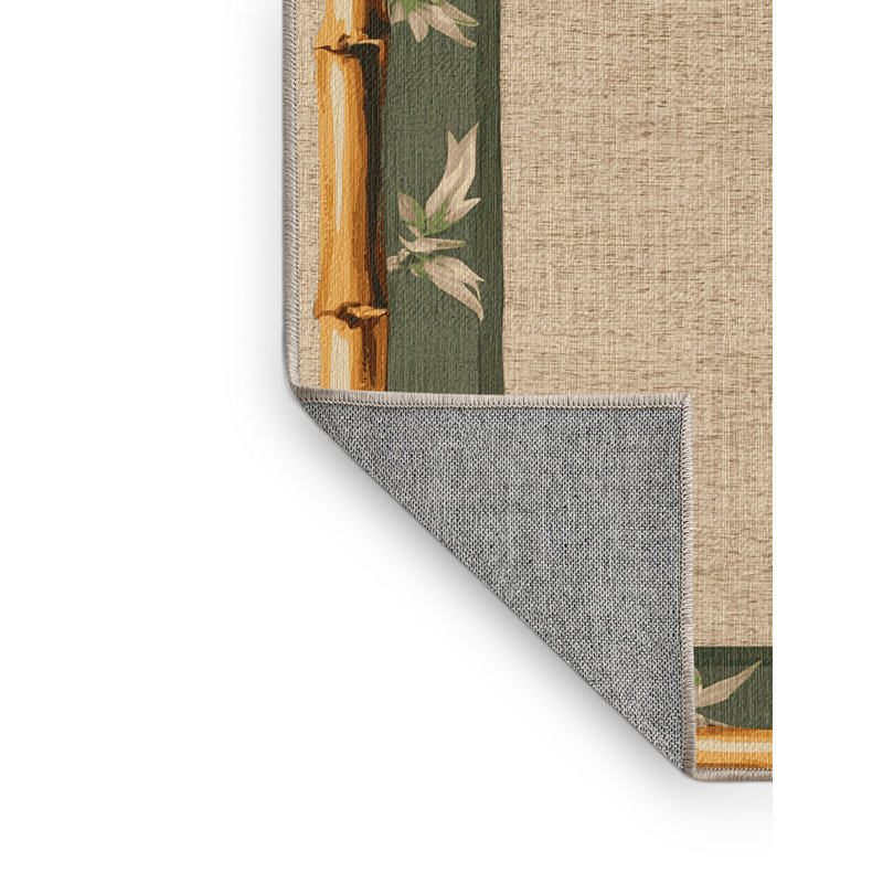 Washable Bamboo Borders Hawaiian Area Rug, Round 4'