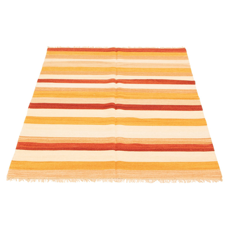 Tapis beige en laine tissé à plat Gunnhild