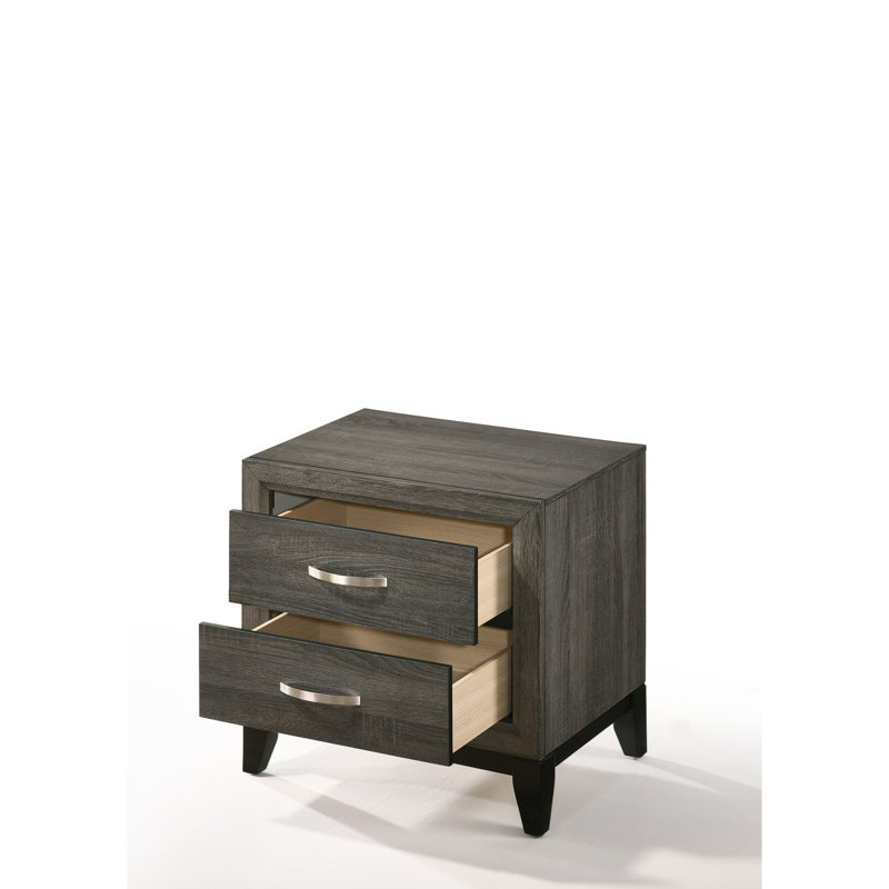 Weathered Gray Nightstand With Build And Storage Space Function Drawer