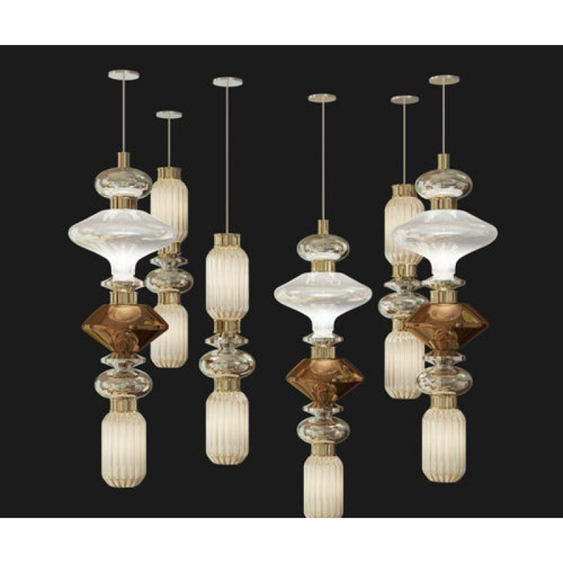 Lustre géométrique en bronze à 9 lumières Khyren, Transparent, H 16 po x l 9 po x P 9 po, Bronze