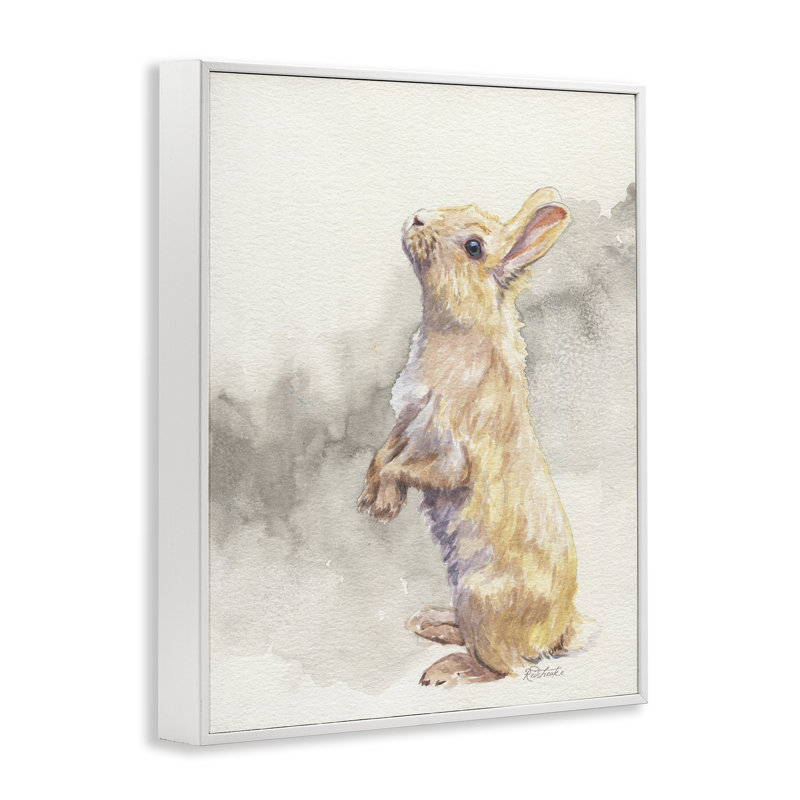 "Lapin debout", giclée par Jennifer Redstreake, Estampe numérique encadrée blanc bord de mer, H 14 po x l 11 po