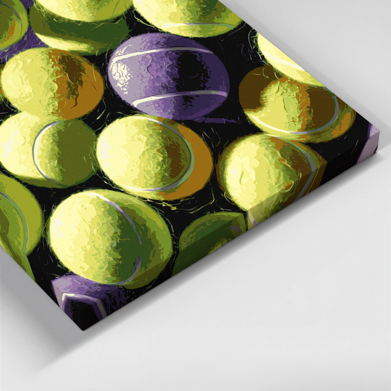 Art sportif sur toile, balles de tennis, H 12 po x l 12 po