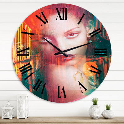 Portrait d'une jeune femme noire africaine - Horloge murale contemporaine