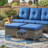 Wicker Outdoor Ottomans for Patio Set of 2 Rattan Footstools w/Removable Cushions-1158777096-1160818655