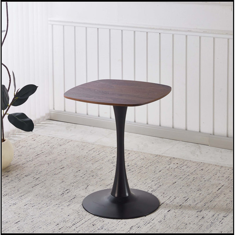 Table à manger 23,62 pouces noyer, H 28,93 po x L 23,62 po x l 23,62 po, Noyer foncé, Noir