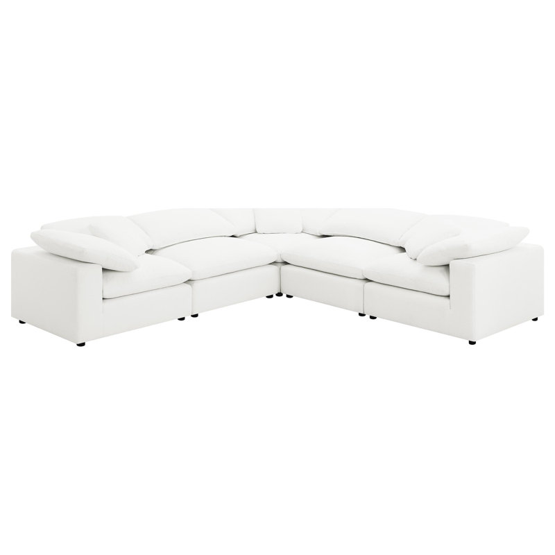 Canapé modulaire rembourré 5 pièces Beatriz, Ivoire Boucle