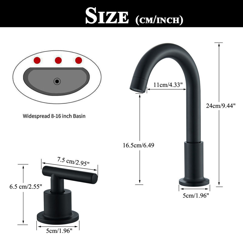 Robinet pour salle de bain à poignée large 2 poignées