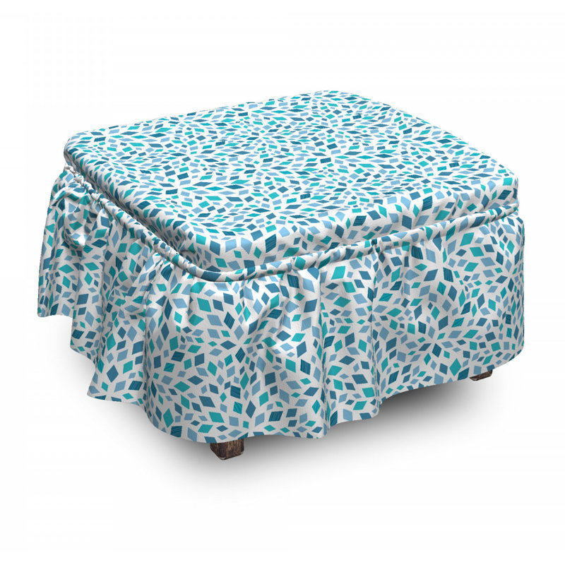 Ensemble de housse pour repose-pieds à coussins carrés en mosaïque abstraite 2 pièces