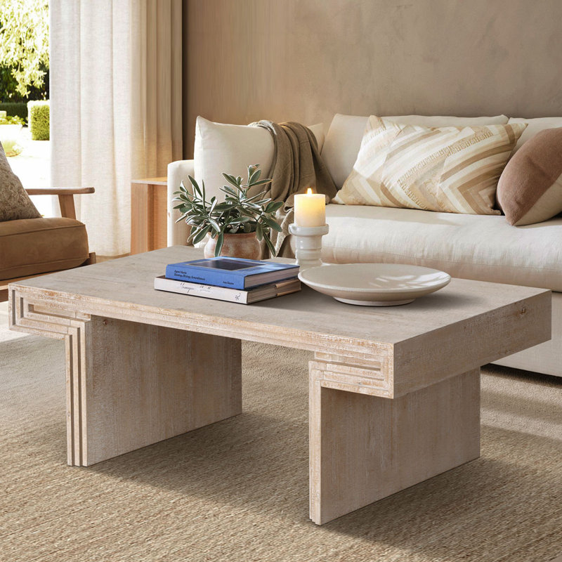 Table basse rectangulaire en bois, Naturel antique