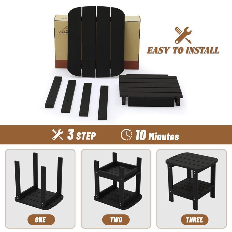 Chaise Adirondack en plastique / résine avec table Arnolec, Noir