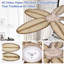 Ventilateur de plafond à feuilles tropicales 62 pouces avec lumière DEL et télécommande, moteur à courant continu à 6 vitesses et 3 tiges verticales-133709798