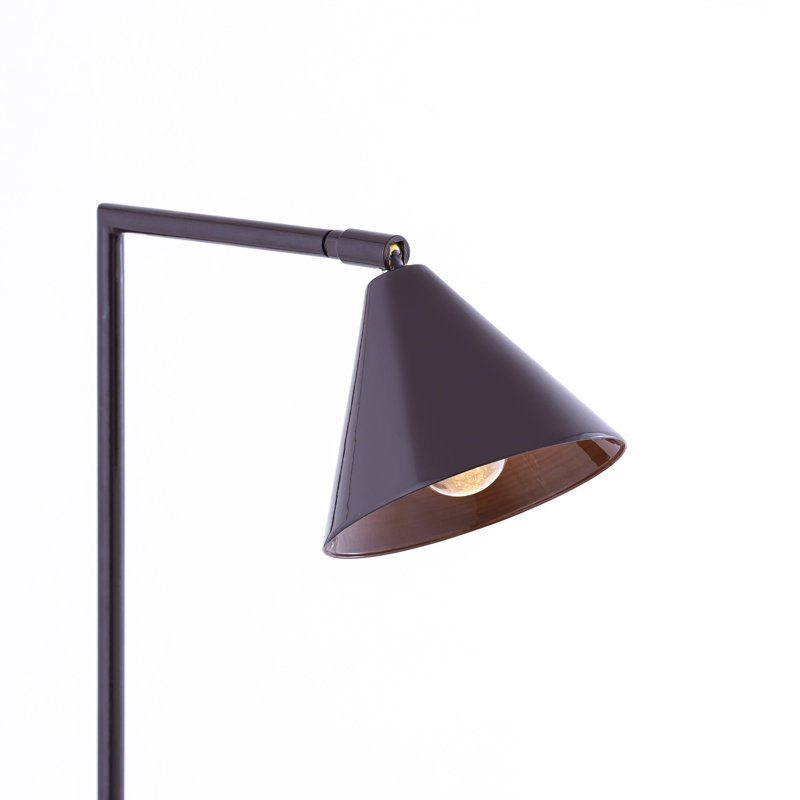 Lampe de bureau avec abat-jour en métal et base en trevertine, Noir