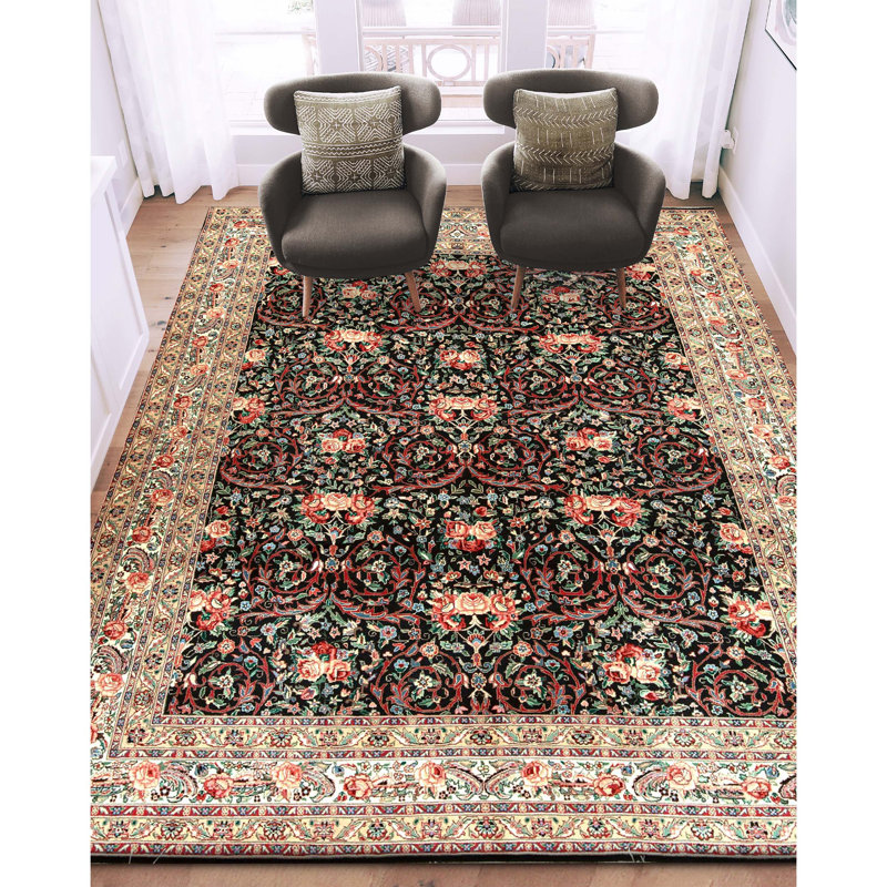 Tapis rectangulaire en laine noué à la main