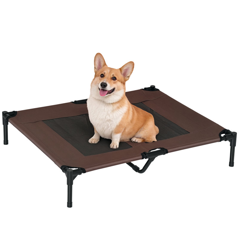 Dillan Large Raised Dog Bed Outdoor Indoor Mesh Pet Cot Metal Frame Brown