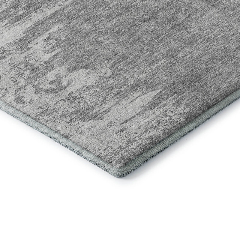 Tapis argenté de qualité supérieure lavable à la machine Kolten, Rectangle 10 pi x 14 pi