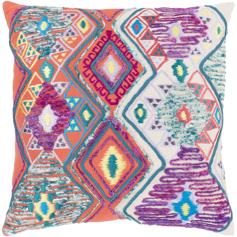 Splendid Patchwork Cotton Pillow Cover, Cream, 22" H x 22" W x 4.5" D, Down