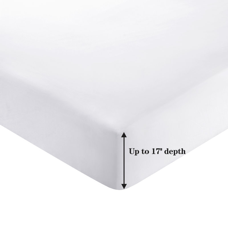 Drap-housse en rayonne de bambou élastique toutes saisons Marina, Blanc, Drap-housse pour lit double