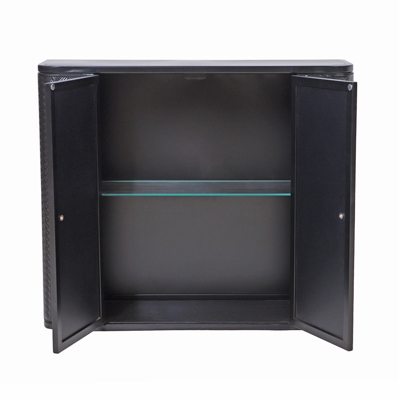 Rangement noir antique pour salle de bain, 2 miroirs, tablette ouverte, style Mid-Century moderne, portes d'armoire à miroir de 23,18 po de hauteur et 25,03 lb, compartiment en métal, hauteur contemporaine