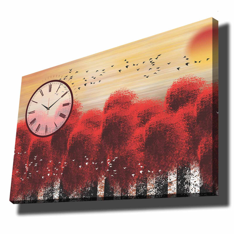Horloge murale élégante en toile 27,6 po x 39,4 po | Toile 100% suède avec cadre 100% bois (épaisseur: 1,1 pouce) | Parfait pour la décoration intérieure, garde-temps élégant pour le salon et le bureau, design unique