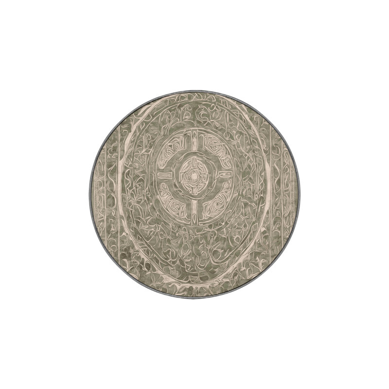 Machine Washable Gray Area Rug, Round 6'