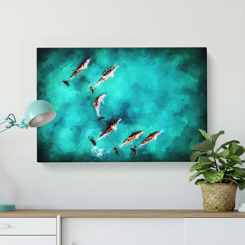 Sunlight Upon The Dolphins In Abstract - Wrapped Canvas, 50cm H x 76cm W x 3cm D