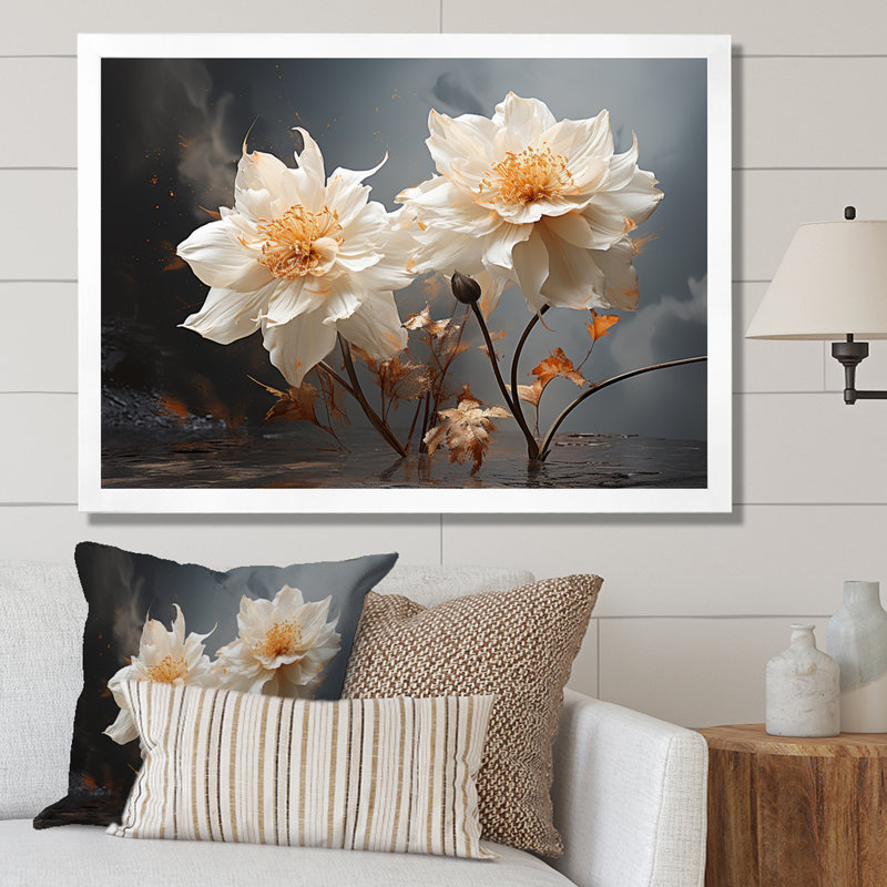 Jonquilles rétro nostalgie, Cadre simple blanc, H 12 po x l 20 po x P 1 po