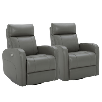 Arrianna-Fiona Genuine Leather Swivel Power Recliner