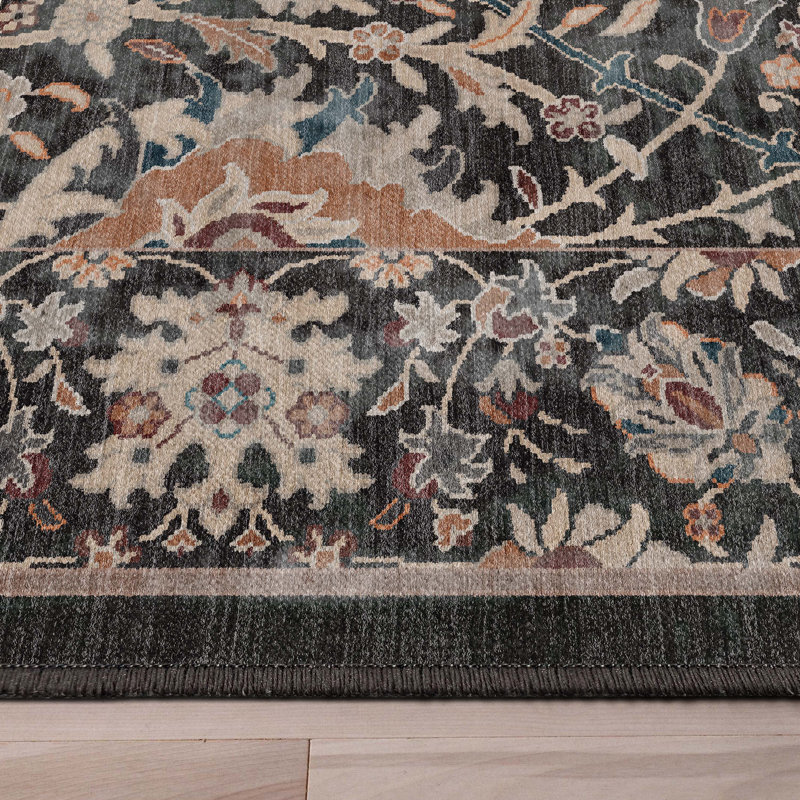 Tapis gris anthracite à tissage plat Ervin Liana, Rectangle 9 pi 10 po x 13 pi