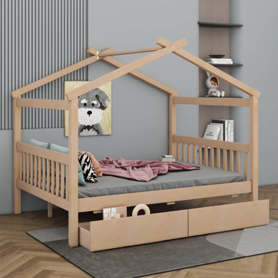 Lit en bois avec tiroirs