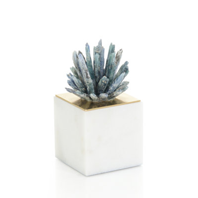 Cyanite Starburst On Marble Sculpture II