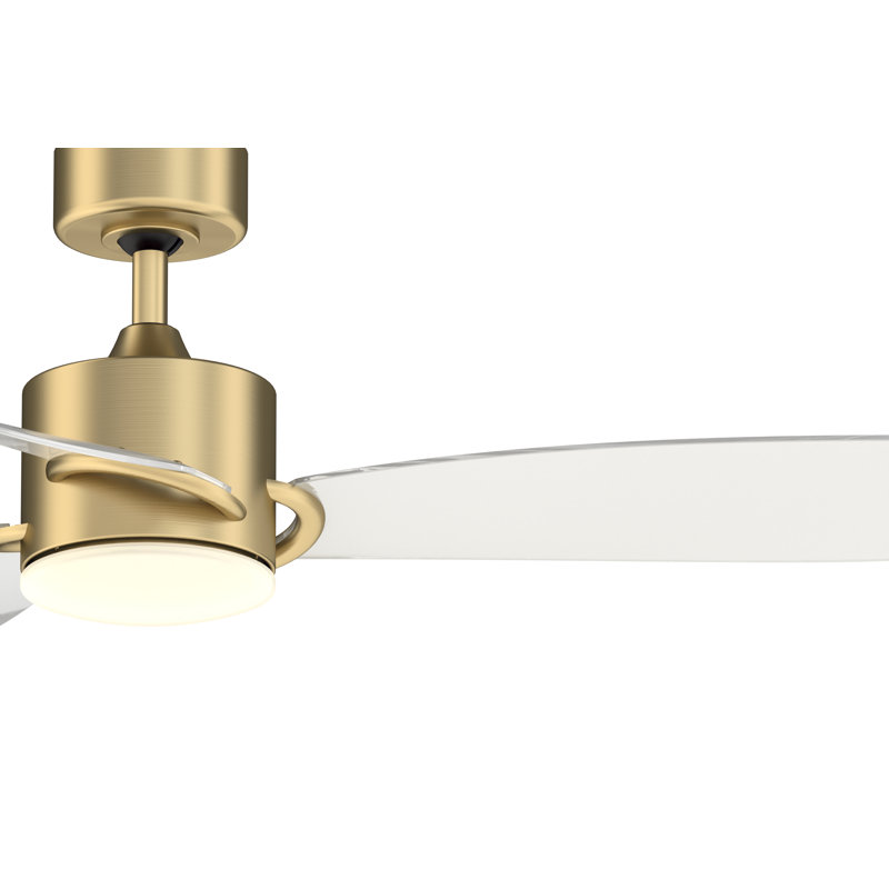 SculptAire 52 inch Indoor/Outdoor Ceiling Fan with LED Light Kit - Brushed Satin Brass with Clear blades, Brushed Satin Brass
