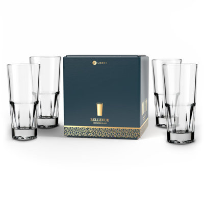 Libbey Bellevue Stackable Drinking Glass, 12.5 ounce, Set of 4