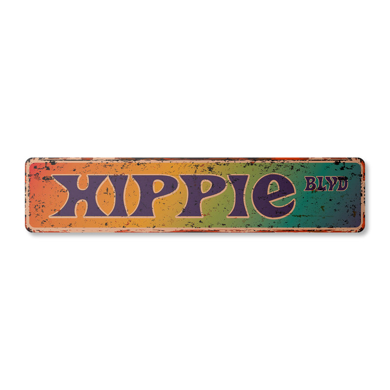 Plaque de rue hippie en plastique robuste 4 po x 18 po