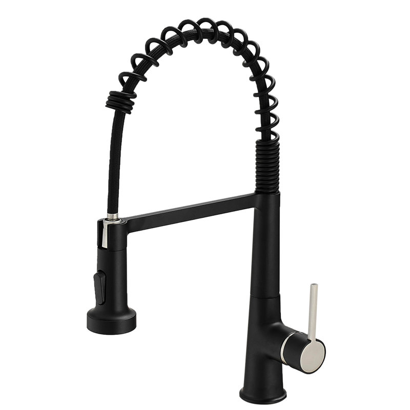 Kitchen Sink Faucet Pull Down Black, Modern Single Handle Cleanse Faucet, Black With