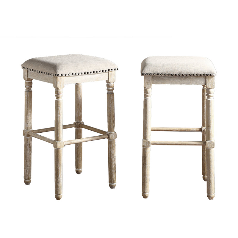 Tabourets de bar en bois rembourrés, ensemble de 2, Tanné, Tabouret de bar (siège d'une hauteur de 29,25 po)