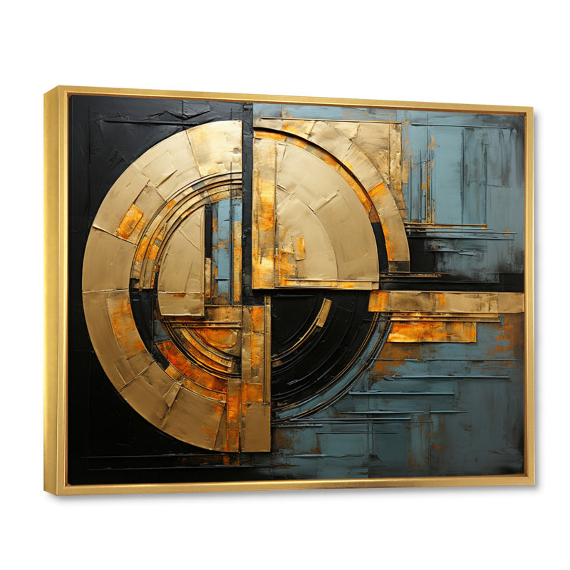 «Hardedge Golden Geometric II», reproduction sur toile, H 34 po x l 44 po x P 1,5 po, Cadre flottant doré